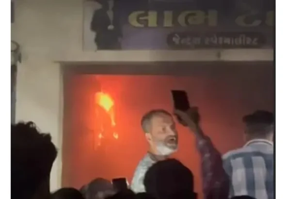 લીંબડીના તળાવ મહોલ્લામાં દરજીની દુકાનમાં શોર્ટ સર્કિટથી ભીષણ આગ: કપડાં બળીને ખાખ