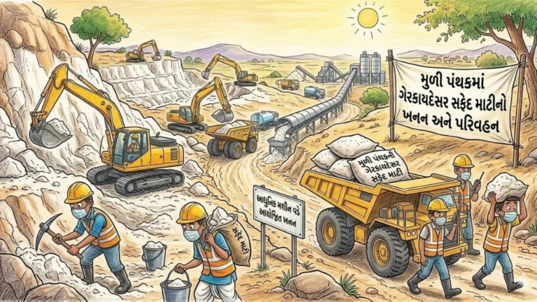 મુળીના સરલા તળાવમાં ગેરકાયદેસર ખનીજ ખનન કરનાર છ સામે લેન્ડ ગ્રેબીંગ