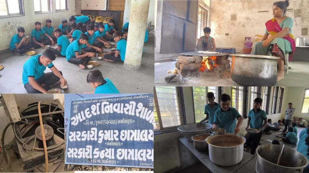 ગેસ સંકટ: વઢવાણના ખમીસણામાં આદર્શ નિવાસી શાળાઓમાં 7 દિવસથી પુરવઠો ઠપ, વિદ્યાર્થીઓ માટે લાકડાના ચૂલે રસોઈ