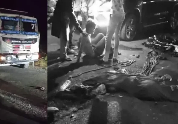 truck hit pedestrian at Bhaskarpara Village lakhtar 7 dead