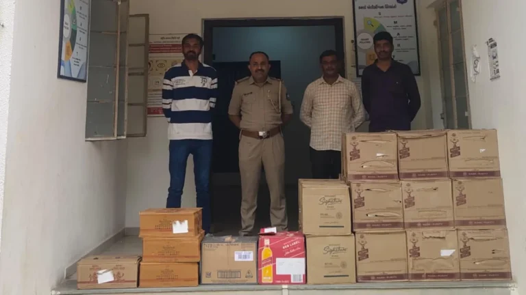 Limbdi Police Raid and Seized Foreign Liquor Bottles in Jakhan Village