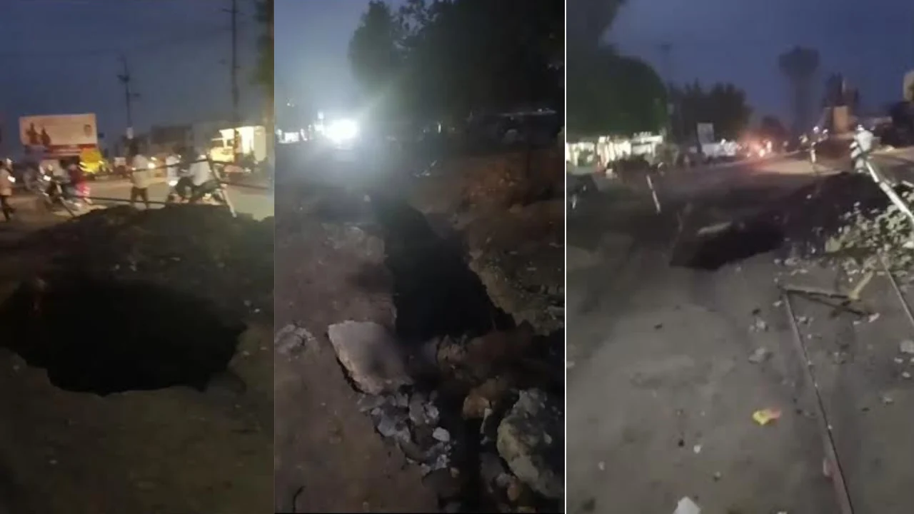 Surendranagar 80 Feet Road open potholes causing traffic issue