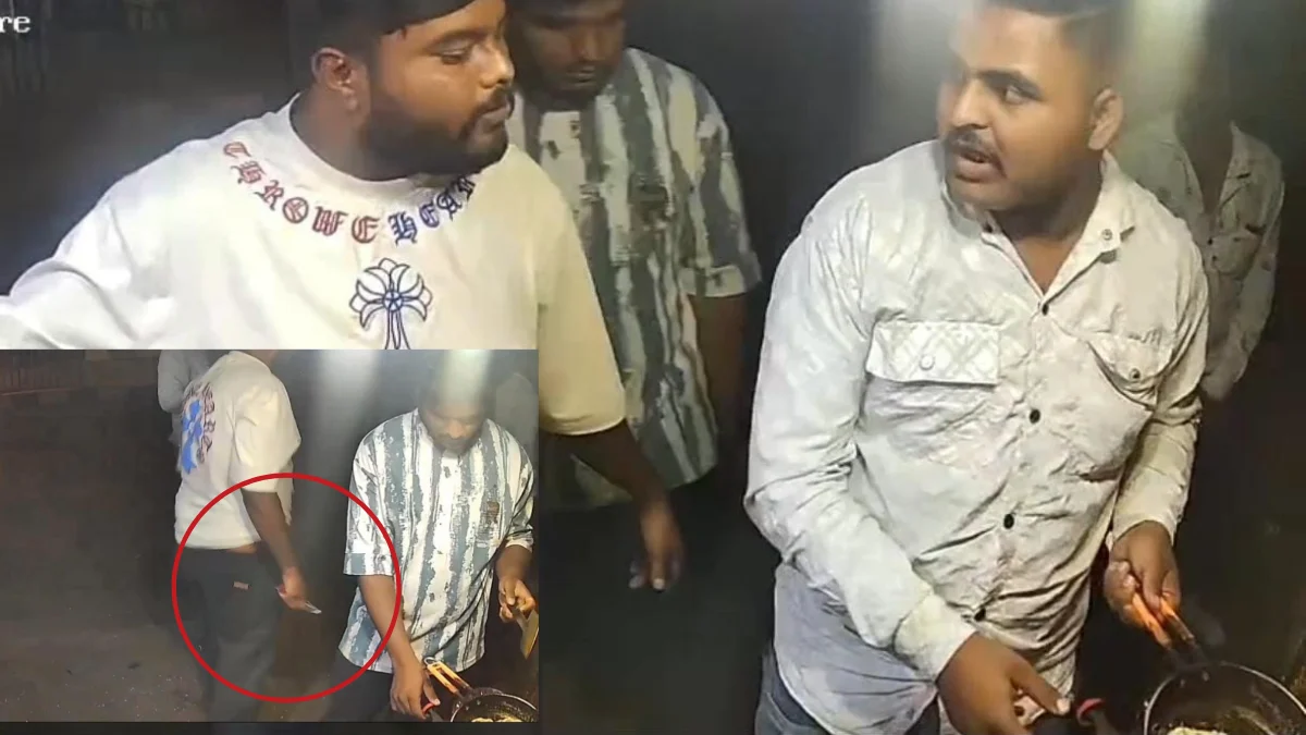 CCTV footage of antisocial elements attacking trader with knife in Dhrangadhra