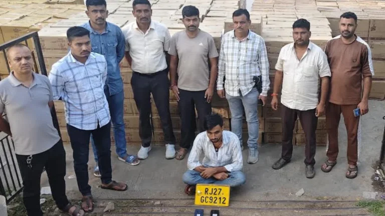 Surendranagar LCB seizes illegal liquor container worth 1.26 crore near Limbdi Raska bridge.
