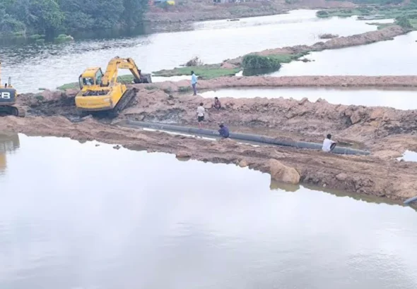 Wadhwan Bhogavo river water pipeline laying work Surendranagar